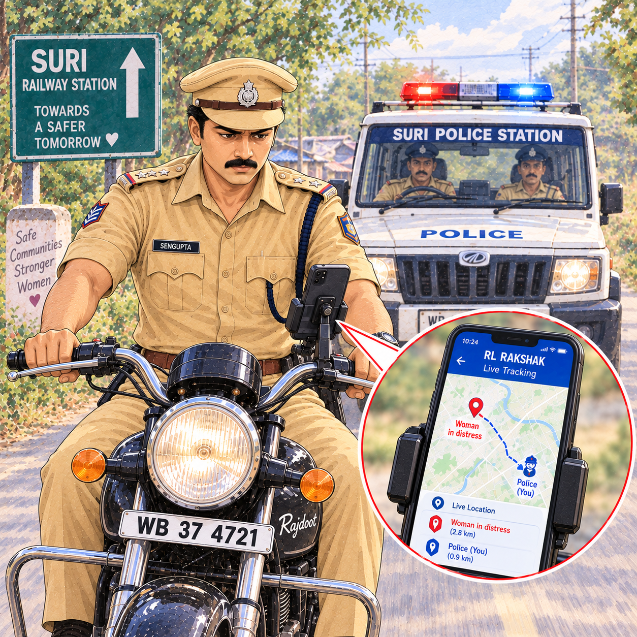 Scene 8 - Police officers pursuing the kidnappers